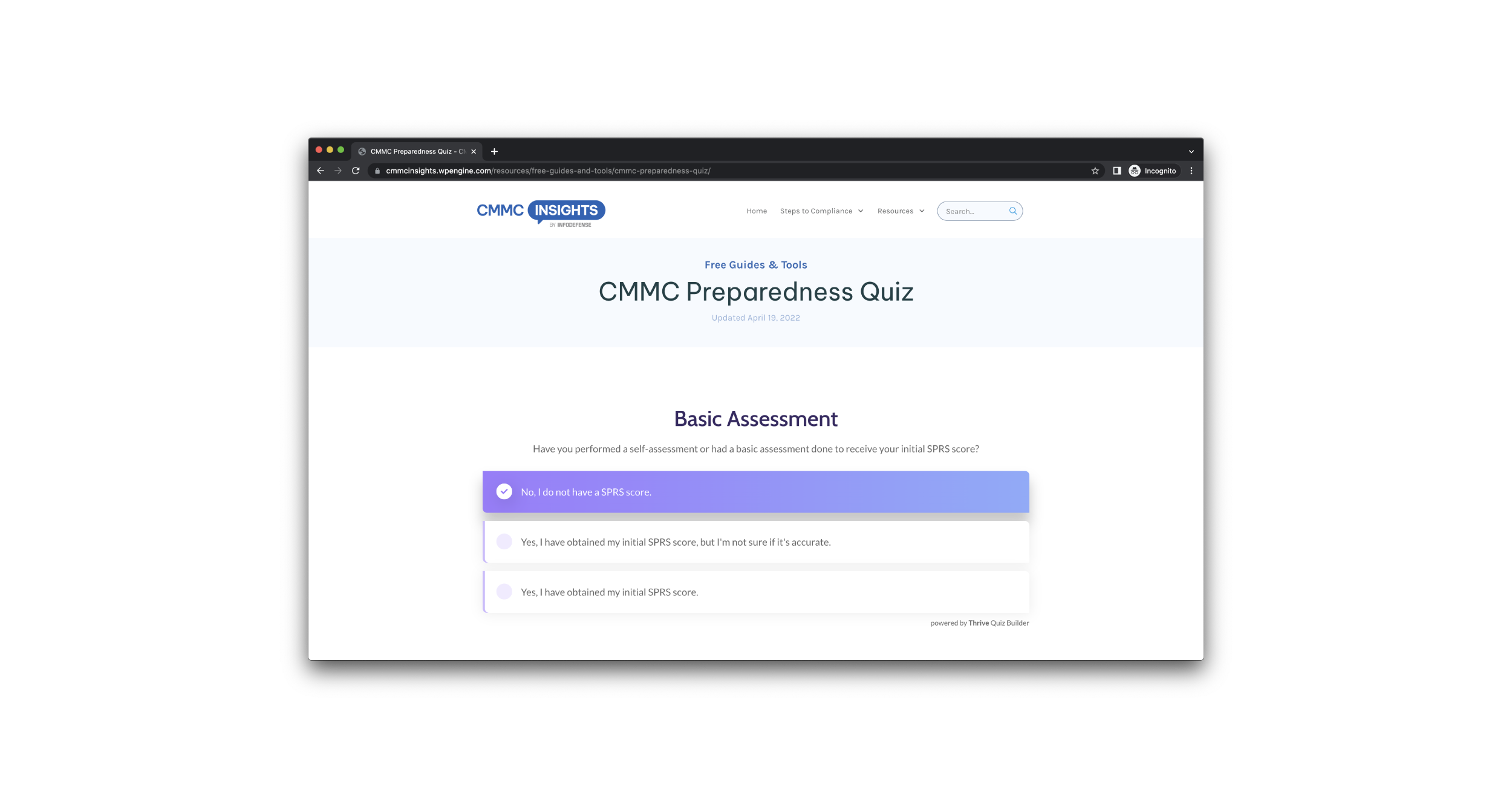 CMMC Preparedness Quiz